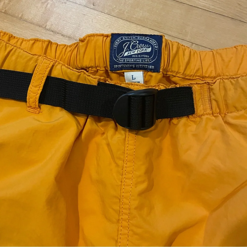 J. CREW Pull On Belted Shorts Zip Pockets 6” Inseam Hiking Camping Beach Unisex
